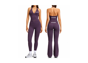 Sexy 3-Piece Breathable Lightweight Gym Fitness Set with Deep V-Neck High Waist Butt Lift for Women's Active Workout - Product Image 4
