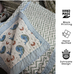 Edredón Reversible de Algodón Jaipuri para Bebé, Tamaño 60x40 Pulgadas, Estampado a Mano en Jaipur, Súper Suave, Personalizado, Tinte No Tóxico, Ecológico - Product Image 2