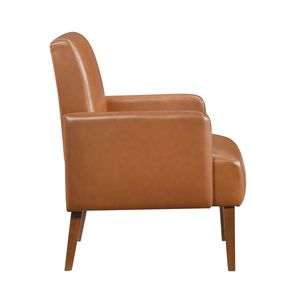 Poltrona Moderna in Ecopelle Marrone Stile Mid-Century, Finitura Noce, Legno Massello, 1 Pezzo, Arredamento per Soggiorno - Product Image 4