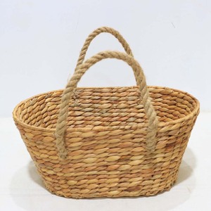Water Hyacinth Rustic Oval <b>Basket</b> with <b>Jute</b> Rope Handles Eco-Friendly and Durable for Storage - Product Image 1