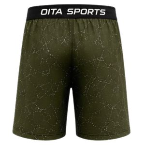 Black Olive Green Marble Print Athletic Training <b>Shorts</b> with <b>Elastic</b> <b>Waistband</b> Breathable Lightweight Gym Sports Performance We - Product Image 2