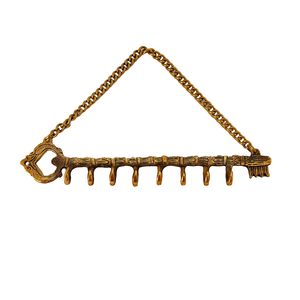 Porte-clés mural en laiton antique avec chaîne décorative, support mural en métal en forme de clé vintage pour clés, bijoux et articles ménagers - Product Image 1