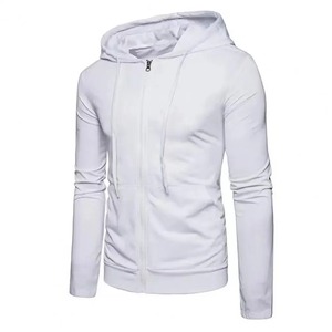 Sweat-shirt à capuche zippé rouge pour homme, coupe ajustée, décontracté, manches longues, couleur unie, tricoté, collection automne 2027 - Product Image 4