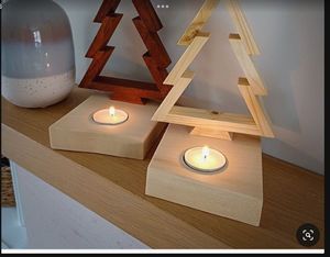 Décoration murale de Noël en bois moderne, écologique et faite à la main pour le salon, centre de table, avec taille personnalisable - Product Image 1
