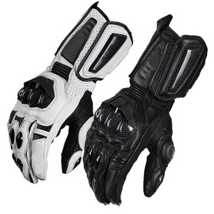 Guantes de carreras de cuero, transpirables, antideslizantes, con cierre de gancho y bucle, unisex, para montar en motocross - Product Image 1