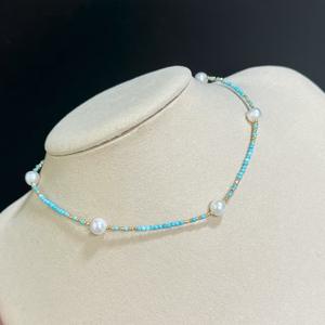 Collar de Perlas de Agua Dulce Turquesa Ajustable, Collar de Moda para Mujer, Joyería con Cuentas, Estilo Ligero y Lujoso, Collar de Nicho - Product Image 2