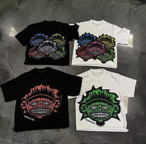 T-shirt graphique streetwear 100 % coton personnalisé, délavé à l'acide, effet soleil, coupe ample et courte pour homme - Product Image 5