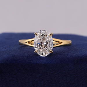 Women's Oval Cut Diamond Engagement Ring WHITE Gold Prong Setting Classic Style - Product Image 1