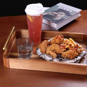 Rustic Ottoman Tray Decorative Tray with Nesting Stacking Design Wood Serving Tray with Handles for Kitchen Counter - Product Image 4