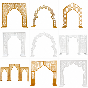 Telones de Fondo con Corte Láser Estilo Mehraab para Decoración de Noche de Henna, Panel de Fondo de Escenario de Estilo Contemporáneo, Panel con Corte Láser Estilo Mughal Real - Product Image 2
