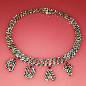 Colgante de Lujo con Inicial del Alfabeto, con Incrustaciones de Moissanita, en Plata, Estilo HIPHOP, Letra en Bloque, para Fiestas, Eventos, Uso Diario, Accesorio de Moda - Product Image 1