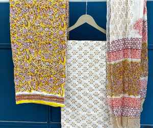 Hand Block Print Cotton Unstitched Salwar <b>Suit</b> 3 Piece Women Salwar Kameez Custom Handmade <b>Fancy</b> Casual Party Unstitched <b>Suit</b> - Product Image 2