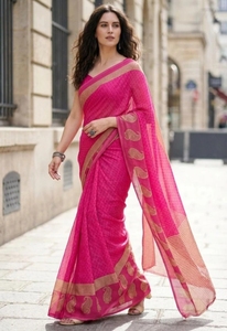 Sari de Georgette con Estampado Paisley KV para Uso Diario con Blusa sin Coser - Product Image 2