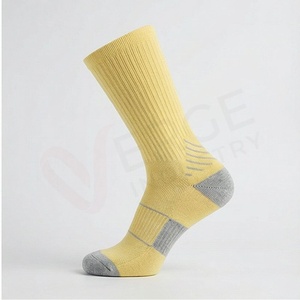 <b>Men's</b> Crew <b>Socks</b> Solid <b>Yellow</b> Knitted Breathable Cotton Spandex Daily Wear Regular Style Spring - Product Image 3