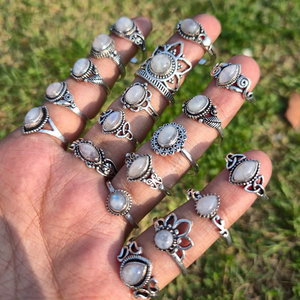 Ethereal Glow Moonstone <b>Rings</b> Bulk Natural Gemstone Handmade <b>Silver</b> Plated Bezel <b>Set</b> Boho Chic Statement Jewelry Party Gift - Product Image 4