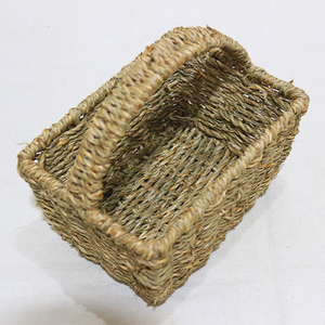 Seagrass Woven Storage <b>Basket</b> Rectangular Handled Organizer Natural Color Boho Home Picnic <b>Gift</b> Holder - Product Image 5