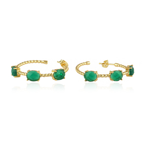 Trendy women <b>hoops</b> checker cut green onyx prong set <b>hoop</b> <b>earrings</b> <b>solid</b> brass 18k gold plated statement jewelry women <b>earring</b> - Product Image 1
