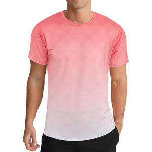 Men's Short Sleeve T-<b>Shirt</b> Geometric Pattern Gradient Color Quick Dry Sporty O-Neck Regular Fit Knitted 100% Polyester - Product Image 4