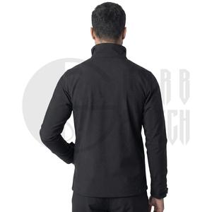 Chaqueta de Forro Polar Negra para Hombre, Cuello Alto, Cierre de Cremallera, Resistente al Viento, Corte Ajustado Informal, Exterior de Poliéster, para Otoño - Product Image 6
