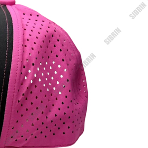 Casquette de sport perforée au laser SIBRIN noire et rose, à visière incurvée, pour la course, la course à pied, le tennis, le golf, ajustable, à séchage rapide - Product Image 3