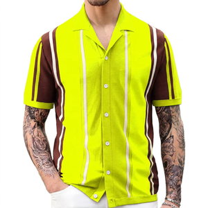 เสื้อเชิ้ตแขนสั้นลายทางสำหรับผู้ชาย ดีไซน์ติดกระดุมด้านหน้า - Product Image 6