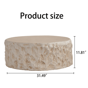 Tavolino da Caffè in MgO Beige Stile Mid-Century Modern, Tavolo Laterale Vintage Effetto Pietra, Stile Wabi-Sabi per Soggiorno - Product Image 2