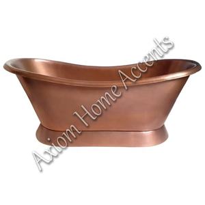 Bañera de cobre grande con acabado antiguo, bañera de lujo independiente hecha a mano para adultos, decoración de baño única, axioma, acentos para el hogar - Product Image 1