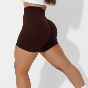 Shorts de yoga sans coutures pour femmes, taille haute, doux, extensibles, respirants, pour fitness, gym, course à pied, anti-transpiration, tenue active d'été - Product Image 5