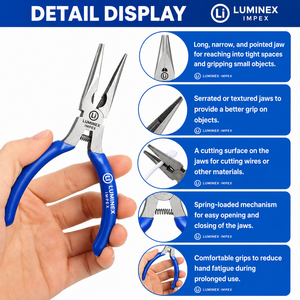 LUMINEX IMPEX LUB=113 <b>Long</b> <b>Nose</b> Stainless Steel Lightweight Smooth Work Jewelry Making Polishing Pliers for Bracelet Making DIY - Product Image 3