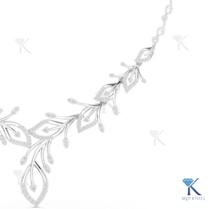 Lab Grown Diamond Botanical <b>Leaf</b> Statement Necklace KRUP JEWELS 14K/18K Solid Gold Brilliant Cut Pave Floral Bridal Gift <b>Jewelry</b> - Product Image 4