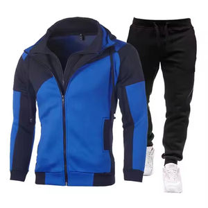 Conjunto Deportivo de Dos Piezas en Felpa Técnica Estampada, Ropa Deportiva Informal de Invierno, Chándal Sin Costuras con Detalles Acanalados - Product Image 1