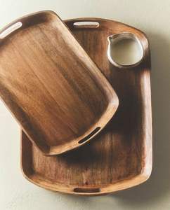 Bandeja Decorativa de Madera Maciza para el Hogar - Personalizable para Servir Alimentos, Almacenamiento y Uso de Vajilla - Apta para Lavavajillas, Moderna y de Lujo para Escritorio - Product Image 5