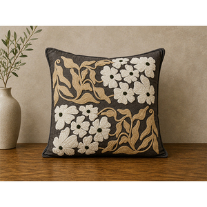 Premium 100% Cotton Hand Embroidered <b>Cushion</b> <b>Cover</b> | Modern Decorative Throw Pillow <b>Cover</b> for Luxury Home Decor - Product Image 2