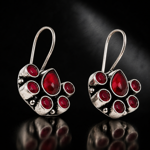 Bulk Order Oxidized <b>Silver</b> Red Gemstone <b>Earrings</b> for Women Wholesale Bulk Jewelry Supplier India - Product Image 6