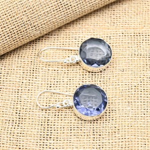 Dainty Elegant Iolite Gemstone Earring 925 Solid Sterling Silver Handmade Beautiful Statement Jewelry Valentines Gift - Product Image 2