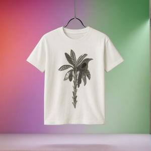 Camiseta de Algodón con Bordado de Aves de Calidad de Exportación, Diseño Tropical con Cuentas, Adorno de Palmeras con Pedrería y Piedras, Hecho en India - Product Image 4