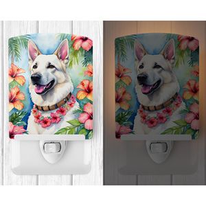 UL-Certified Compact 6x4x3 Multicolor Ceramic <b>Night</b> <b>Light</b> New White German Shepherd Design for Bedroom <b>Bathroom</b> Hallway Kitchen - Product Image 2