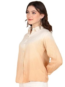 Camisa Maaesa de algodón para mujer, hecha a mano, con cuello extendido, manga larga, estilo casual, corte regular - Product Image 1