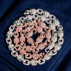 Collar de Moissanita con Diseño de Esqueleto, Chapado en Oro Rosa de 18K sobre Plata S925, Cadena de Eslabones, Joyería de Lujo Unisex para Fiestas - Product Image 3