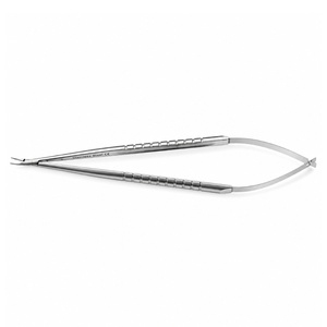Portaagujas Curvo ASICO con Bloqueo, Instrumento Microquirúrgico Oftálmico de Acero Inoxidable - Product Image 1