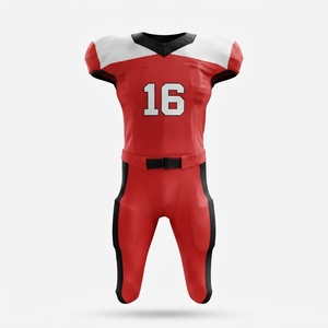 Conjunto de Uniforme de Fútbol Americano Rojo para Hombre, Manga Corta, Transpirable, Ajustado, de Malla, para Adultos, para Todas las Temporadas - Product Image 4