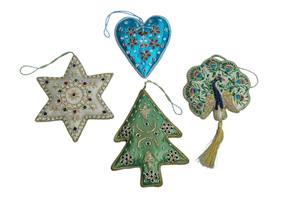 Wholesale Zari & Zardozi Embroidered Hanging Ornaments – Beaded Star, Heart & <b>Tree</b> Decor for Christmas, Eid & <b>Ramadan</b> Gifts - Product Image 1