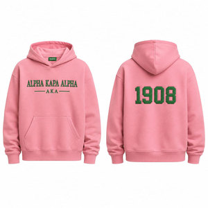 เสื้อฮู้ดดี้โอเวอร์ไซส์สีชมพูเขียว ลายอัลฟา คาปา อัลฟา สไตล์สตรีทแวร์สุดน่ารักสำหรับชีวิตแบบกรีก - Product Image 1