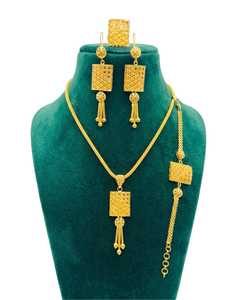 Gold Plated Handmade Copper Brass Geometric Jewelry <b>Set</b> Necklace <b>Earrings</b> <b>Bracelet</b> Women's Ethnic Party Anniversary Wedding - Product Image 2