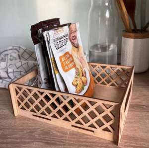 Panier de rangement en bois moderne et écologique avec poignées, en bois naturel, multi-usages, personnalisable, pour la décoration de la maison et les cadeaux - Product Image 3