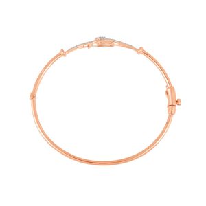 Rose Gold Lab Grown Diamond Wave Line Solitaire Open <b>Bangle</b> <b>Bracelet</b> - Product Image 3