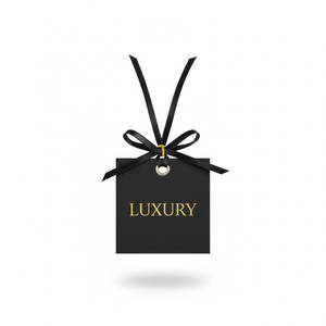 Élégantes étiquettes suspendues en carton noir double épaisseur avec lettrage en encre blanche sophistiquée et boucles en ruban de soie noir luxueux - Product Image 4