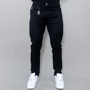 Jeans noirs extensibles pour hommes Gex, taille mi-haute, nouveau style, vente en gros sur mesure - Product Image 1