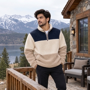 Modern Design Suitable For Casual Wear Travel Walking Men <b>Sherpa</b> <b>Fleece</b> Jacket Soft Plush <b>Fleece</b> Material Warm Comfortable Fit - Product Image 2