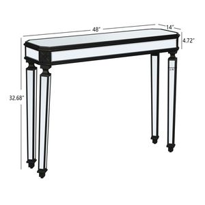 Consolle Black Mirror 48 piedi, in legno vintage intagliato, splendida e raffinata, per ingresso e soggiorno, tavolo da divano, stile classico - Product Image 3
